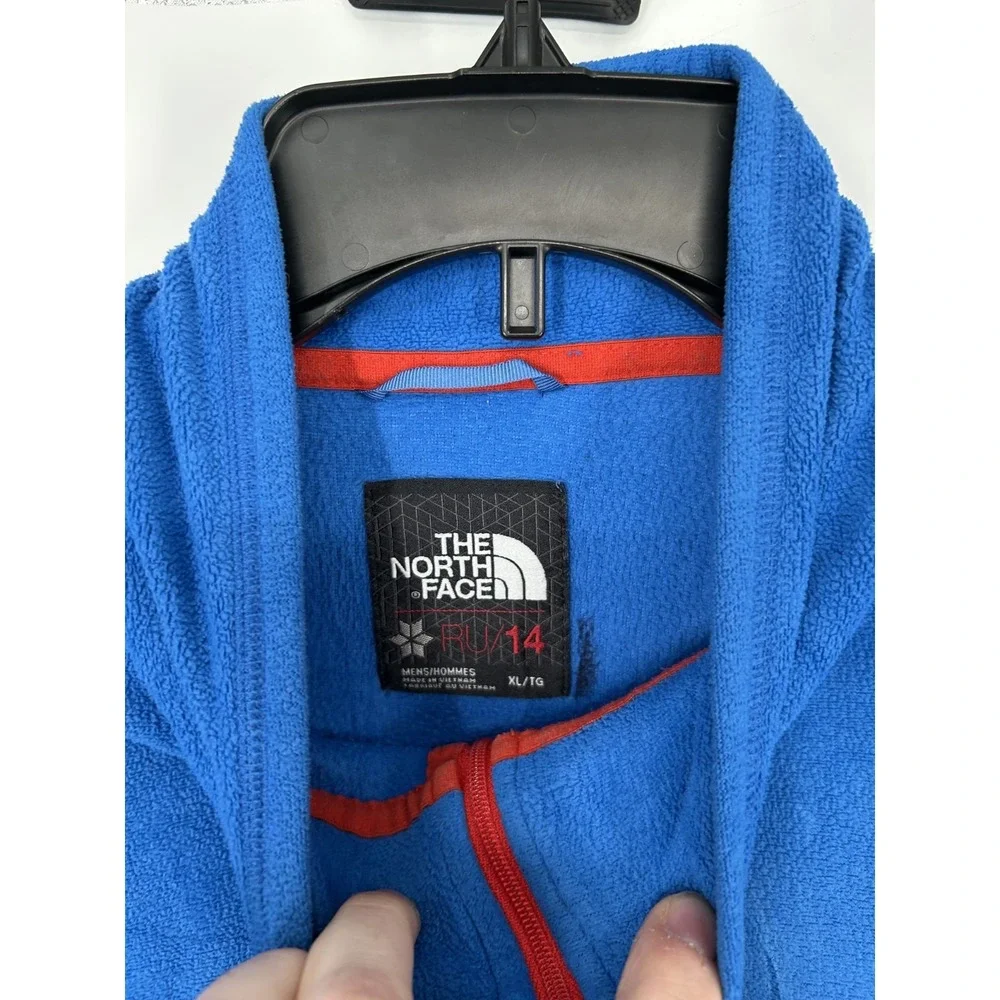 The North Face Sweater Mens XL Blue RU/14 Fleece Mock Neck Quarter 1/4‎ Zip